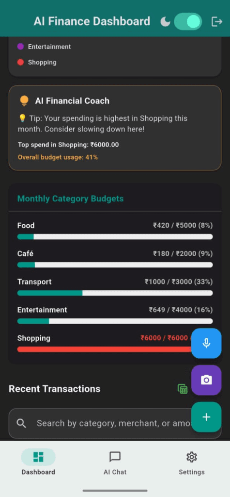 AI Expense Tracker — Smart Finance & Budgeting App screenshot 2