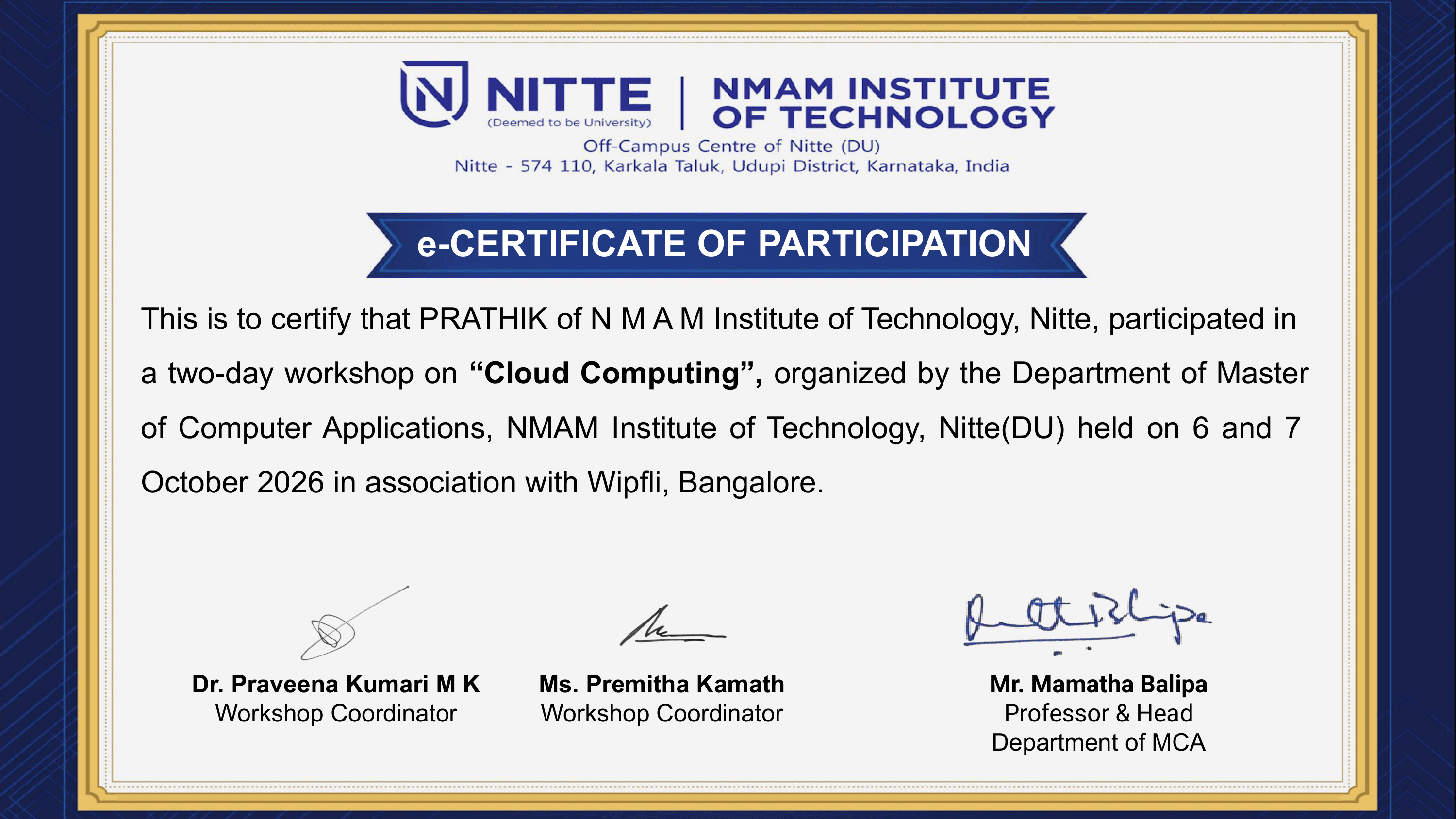 Workshop on Cloud Computing