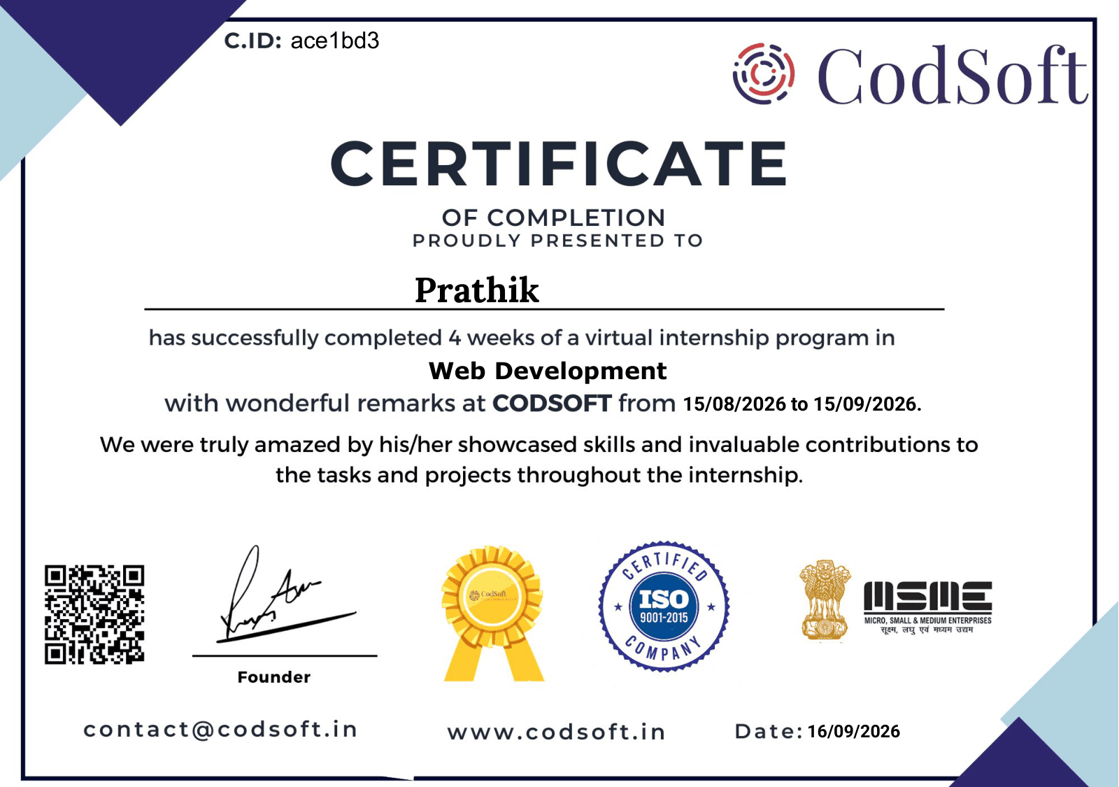 Web Development Internship