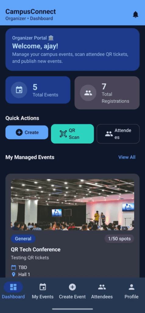 CampusConnect — Campus Event Management Platform screenshot 1